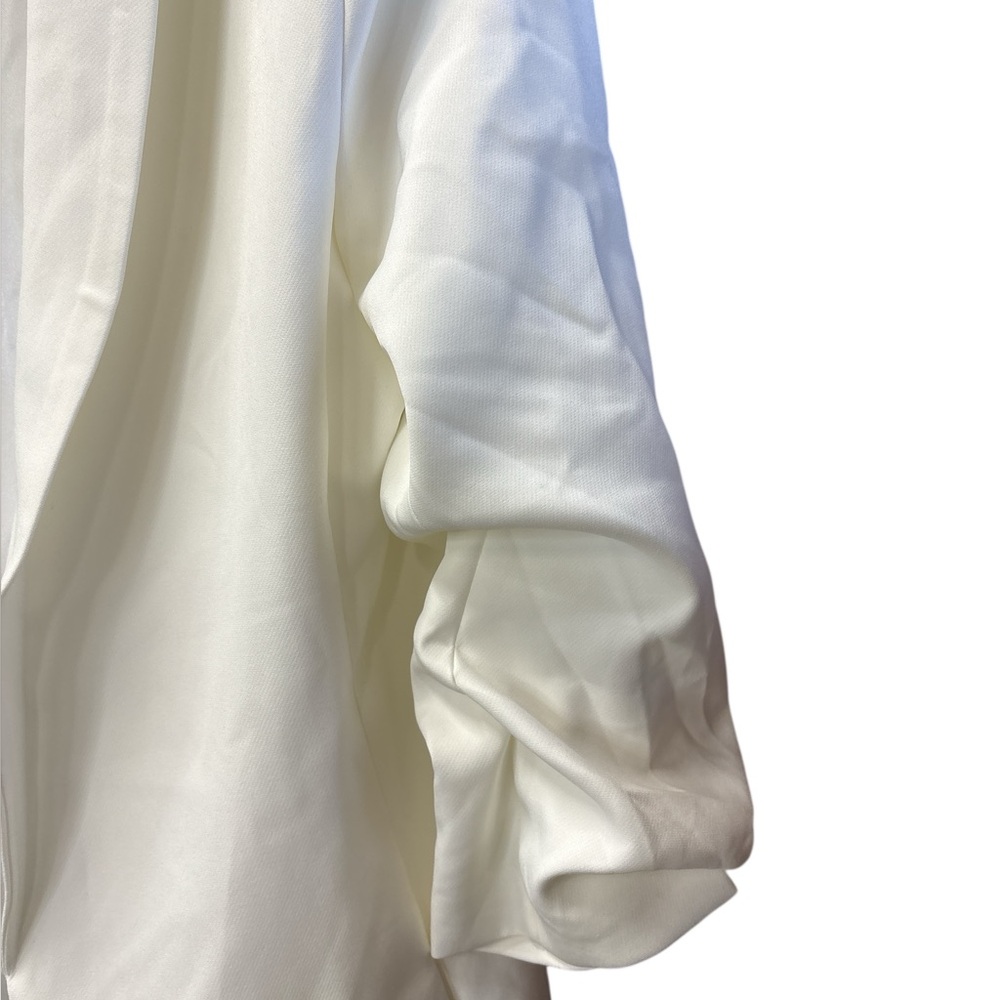 Zenana Boutique Cream Open Front Blazer Ruched 3/4 Sleeve Lined Large - Picture 3 of 5
